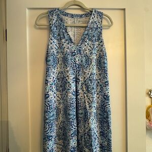 Lilly Pulitzer Blue and White Abstract Floral Sleeveless Dress
